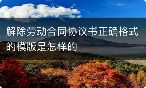 解除劳动合同协议书正确格式的模版是怎样的