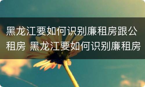 黑龙江要如何识别廉租房跟公租房 黑龙江要如何识别廉租房跟公租房呢