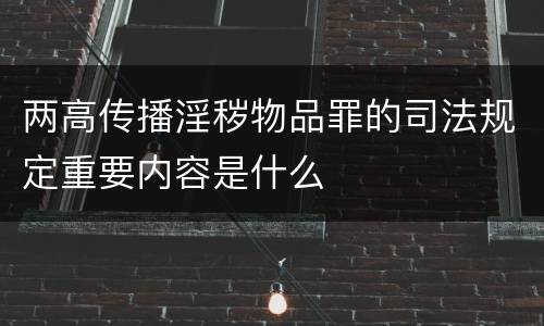 两高传播淫秽物品罪的司法规定重要内容是什么