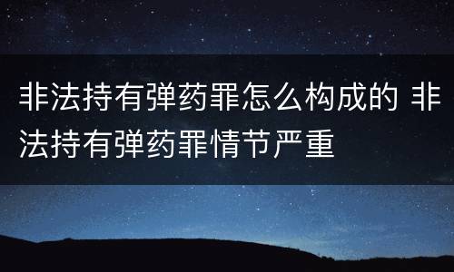 非法持有弹药罪怎么构成的 非法持有弹药罪情节严重