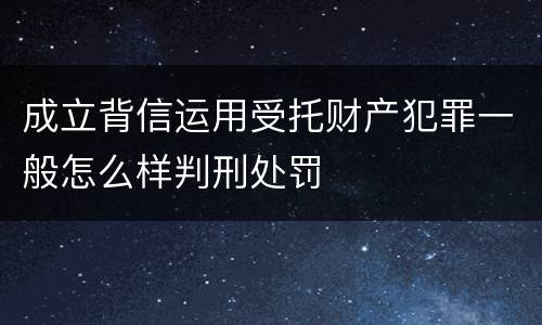 成立背信运用受托财产犯罪一般怎么样判刑处罚