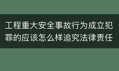 工程重大安全事故行为成立犯罪的应该怎么样追究法律责任