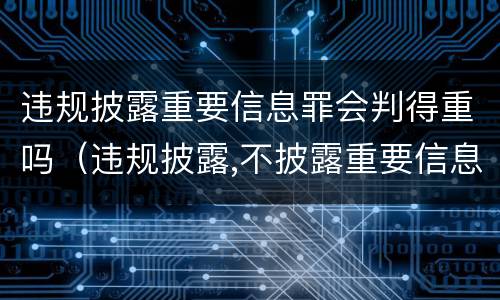违规披露重要信息罪会判得重吗（违规披露,不披露重要信息罪判例）