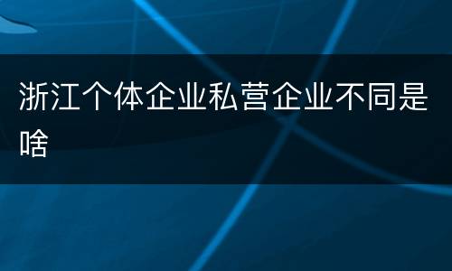 浙江个体企业私营企业不同是啥