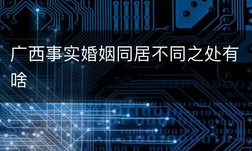 广西事实婚姻同居不同之处有啥