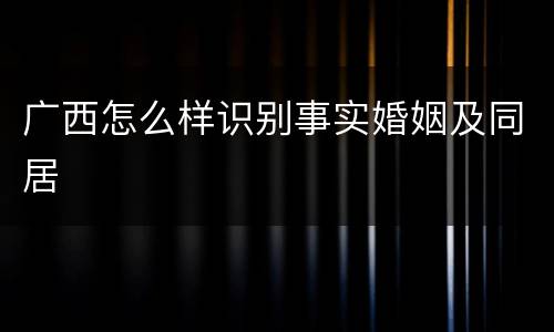 广西怎么样识别事实婚姻及同居