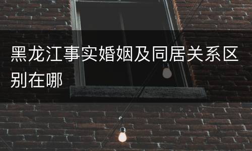 黑龙江事实婚姻及同居关系区别在哪
