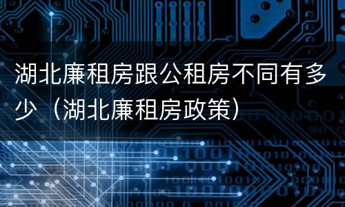 湖北廉租房跟公租房不同有多少（湖北廉租房政策）