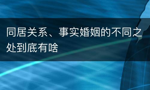 同居关系、事实婚姻的不同之处到底有啥