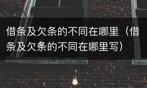借条及欠条的不同在哪里（借条及欠条的不同在哪里写）