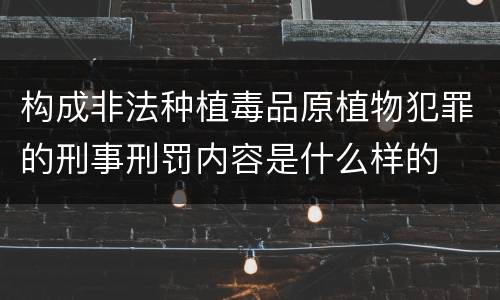 构成非法种植毒品原植物犯罪的刑事刑罚内容是什么样的