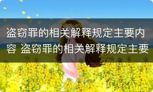 盗窃罪的相关解释规定主要内容 盗窃罪的相关解释规定主要内容是