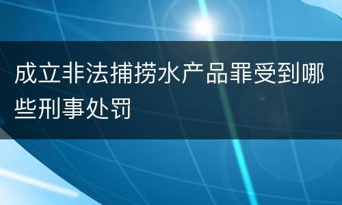 成立非法捕捞水产品罪受到哪些刑事处罚