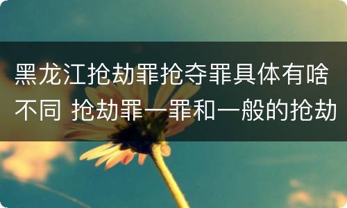 黑龙江抢劫罪抢夺罪具体有啥不同 抢劫罪一罪和一般的抢劫罪