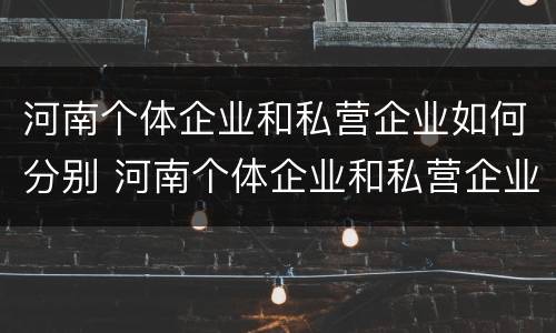 河南个体企业和私营企业如何分别 河南个体企业和私营企业如何分别交税