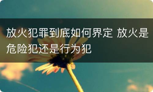 放火犯罪到底如何界定 放火是危险犯还是行为犯