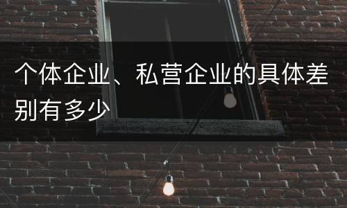 个体企业、私营企业的具体差别有多少