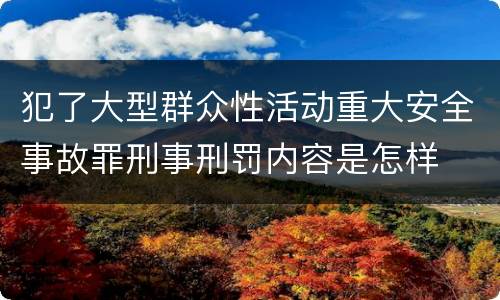 犯了大型群众性活动重大安全事故罪刑事刑罚内容是怎样
