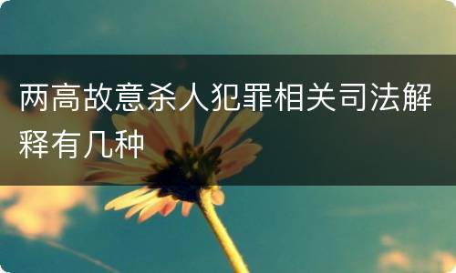 两高故意杀人犯罪相关司法解释有几种