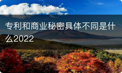 专利和商业秘密具体不同是什么2022