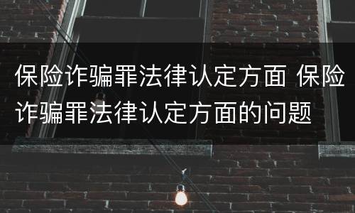保险诈骗罪法律认定方面 保险诈骗罪法律认定方面的问题