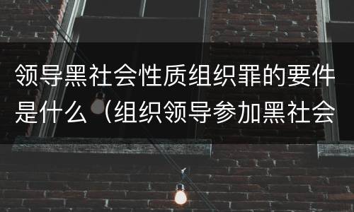 领导黑社会性质组织罪的要件是什么（组织领导参加黑社会性质组织罪的特征）