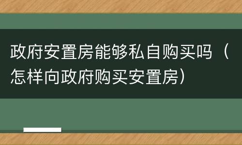 政府安置房能够私自购买吗（怎样向政府购买安置房）