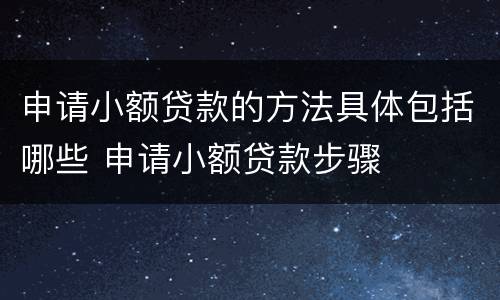 申请小额贷款的方法具体包括哪些 申请小额贷款步骤
