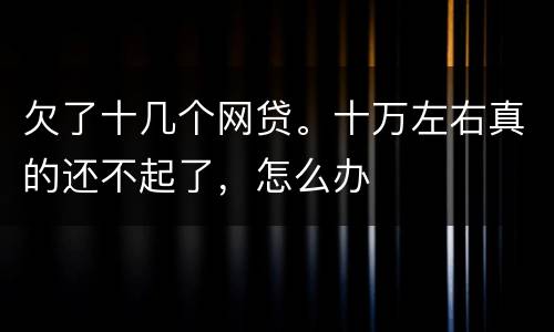 欠了十几个网贷。十万左右真的还不起了，怎么办