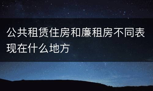 公共租赁住房和廉租房不同表现在什么地方