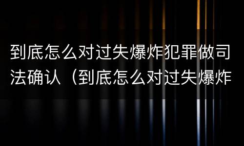 到底怎么对过失爆炸犯罪做司法确认（到底怎么对过失爆炸犯罪做司法确认处理）