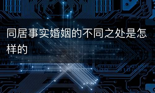 同居事实婚姻的不同之处是怎样的