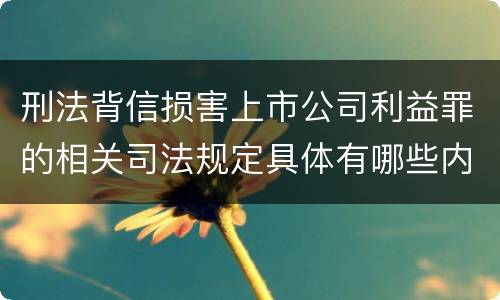 刑法背信损害上市公司利益罪的相关司法规定具体有哪些内容