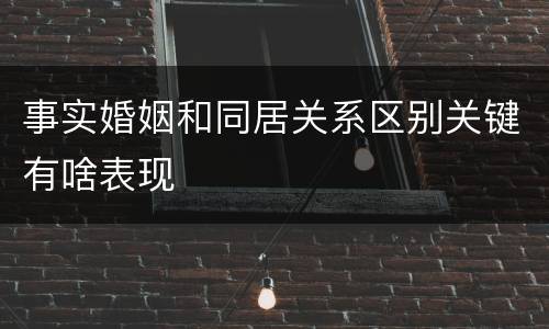 事实婚姻和同居关系区别关键有啥表现