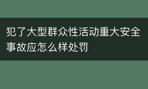 犯了大型群众性活动重大安全事故应怎么样处罚