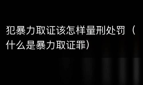 犯暴力取证该怎样量刑处罚（什么是暴力取证罪）