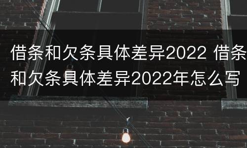 借条和欠条具体差异2022 借条和欠条具体差异2022年怎么写