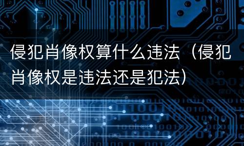 侵犯肖像权算什么违法（侵犯肖像权是违法还是犯法）