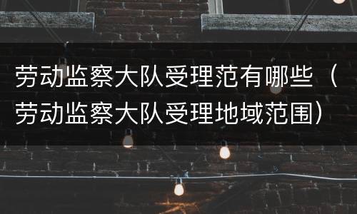 劳动监察大队受理范有哪些（劳动监察大队受理地域范围）