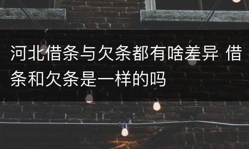 河北借条与欠条都有啥差异 借条和欠条是一样的吗