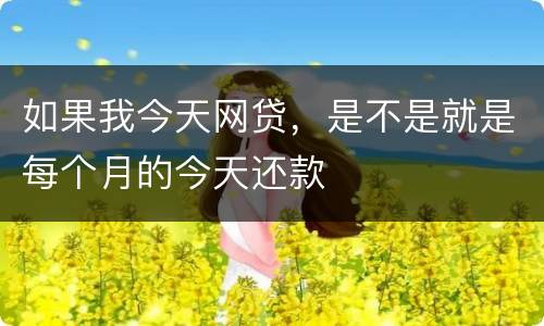 如果我今天网贷，是不是就是每个月的今天还款
