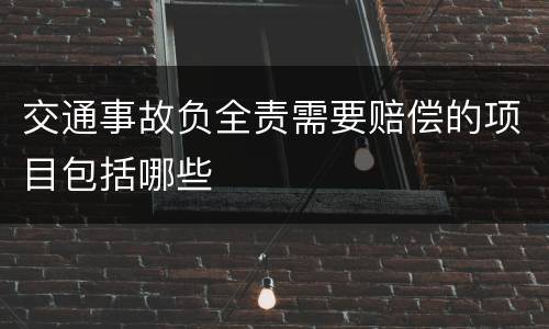 交通事故负全责需要赔偿的项目包括哪些