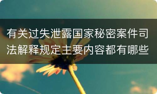有关过失泄露国家秘密案件司法解释规定主要内容都有哪些