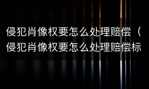 侵犯肖像权要怎么处理赔偿（侵犯肖像权要怎么处理赔偿标准）