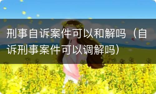 刑事自诉案件可以和解吗（自诉刑事案件可以调解吗）