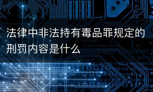 法律中非法持有毒品罪规定的刑罚内容是什么