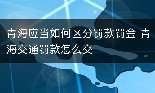 青海应当如何区分罚款罚金 青海交通罚款怎么交