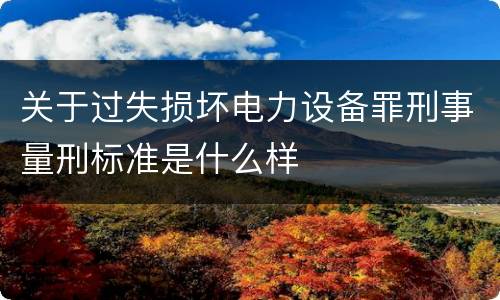 关于过失损坏电力设备罪刑事量刑标准是什么样