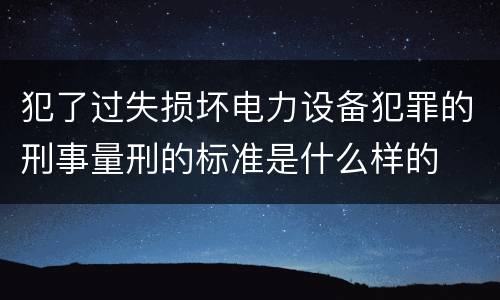 犯了过失损坏电力设备犯罪的刑事量刑的标准是什么样的