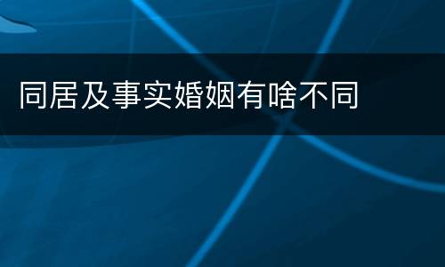 同居及事实婚姻有啥不同